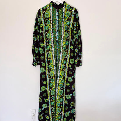 Retro Boho Folk Print Maxi Dress