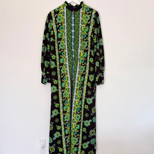 Retro Boho Folk Print Maxi Dress