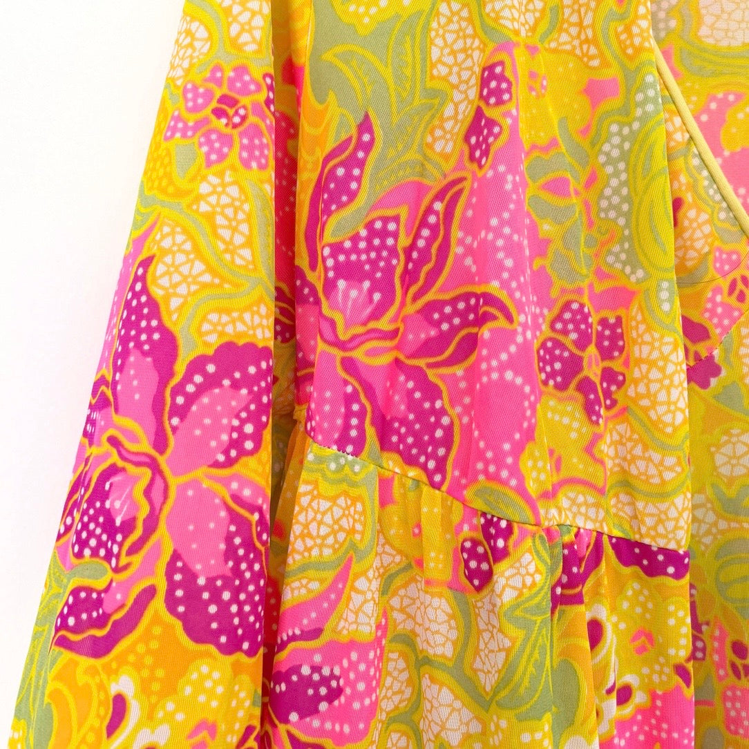 Vintage 70s Psychedelic Nylon Lounge Set M