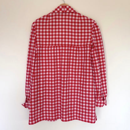 Handmade Red Gingham Cotton Blouse S