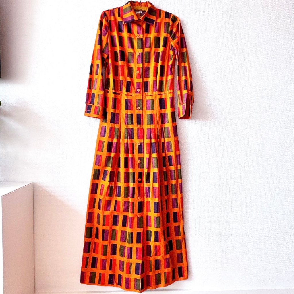 Front view of Marimekko vintage 1975 dress