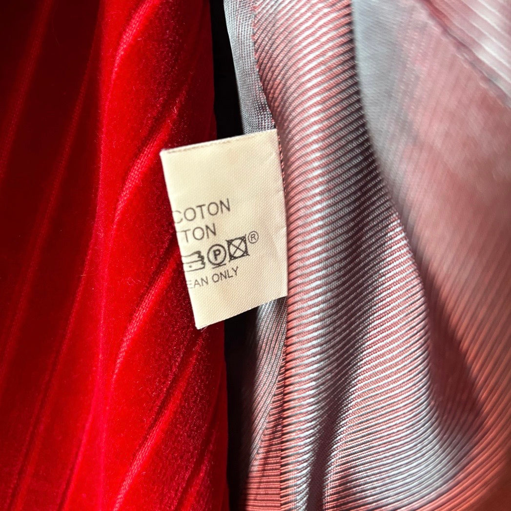 Vintage Mugler Red Velvet Skirt Suit Set S