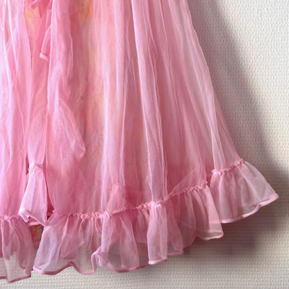 Vintage Pink Chiffon Peignoir Set