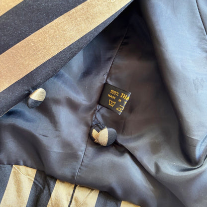 Vintage Thai Silk Gold & Black Striped Two-Piece Set M