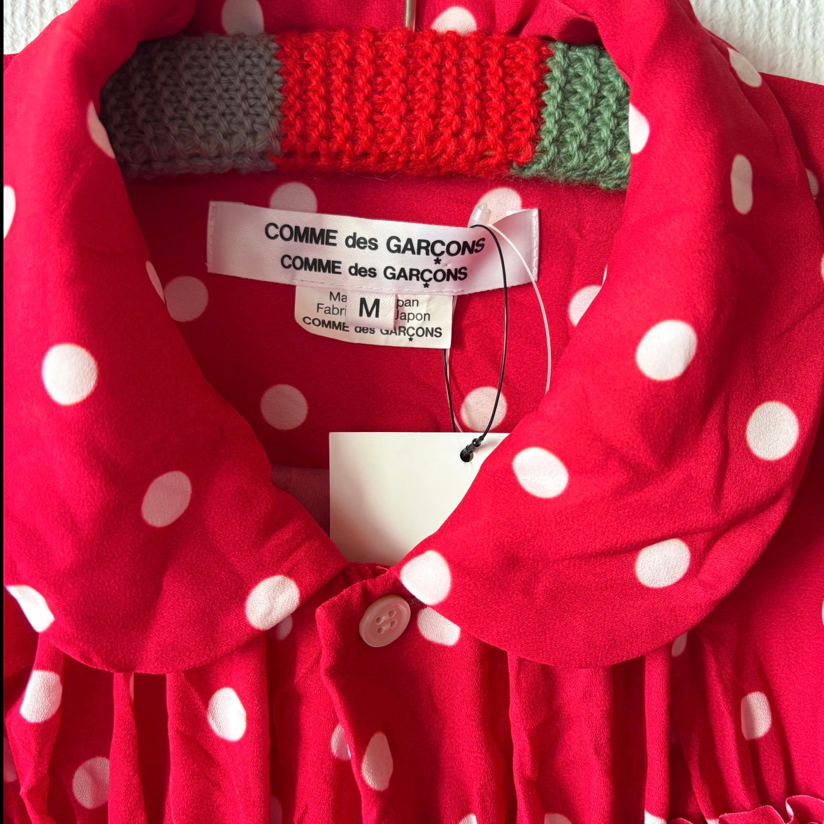 Comme des Garçons Red Polka Dot Blouse M