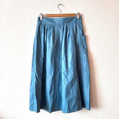 Vintage 80s Blue Leather Two-Piece Set