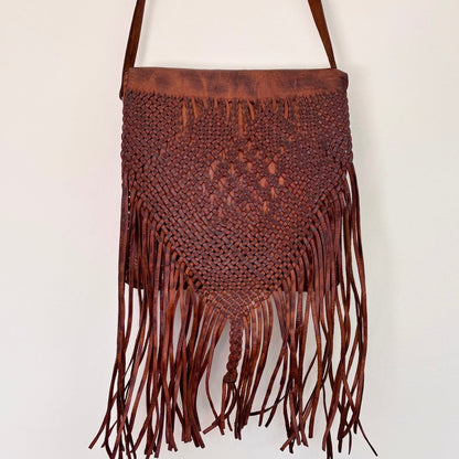 Leather bag with tassels