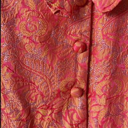 Vintage 60s Red & Orange Shimmer Dress S/XS