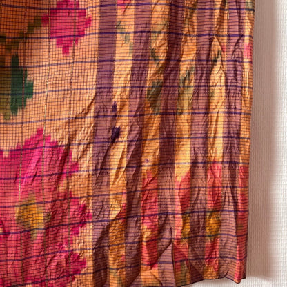 Vintage Plaid Watercolor Print Maxi Skirt M