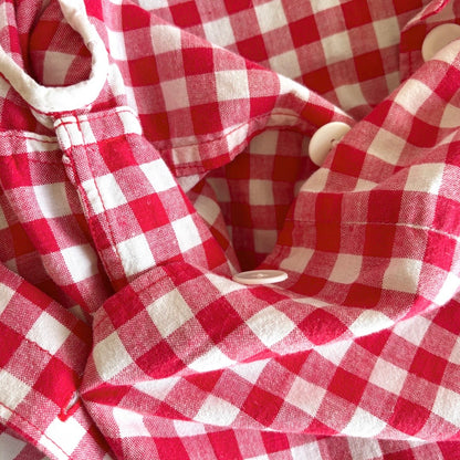 Handmade Red Gingham Cotton Blouse S