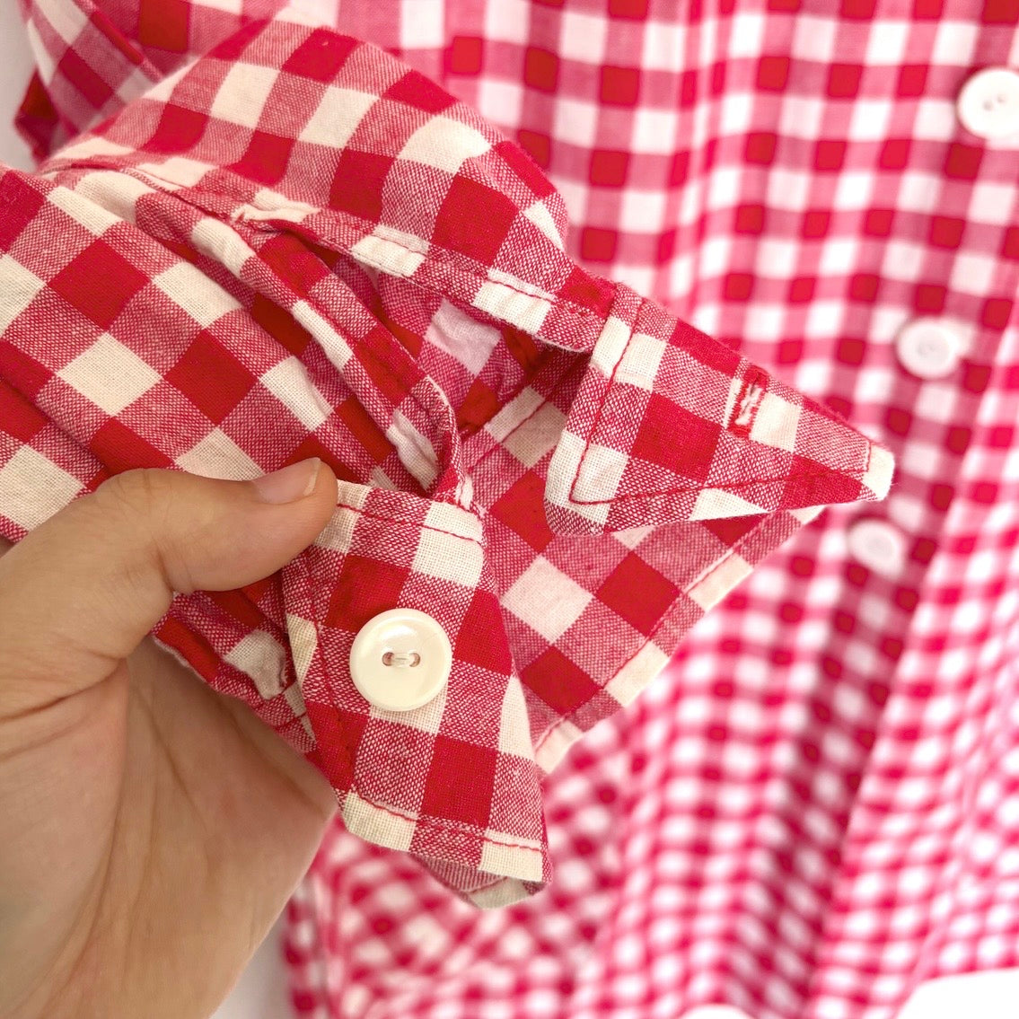 Handmade Red Gingham Cotton Blouse S