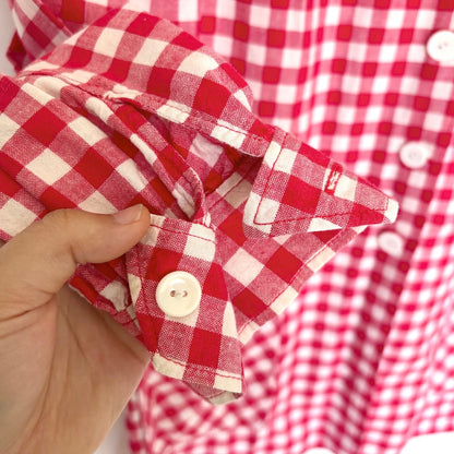 Handmade Red Gingham Cotton Blouse S