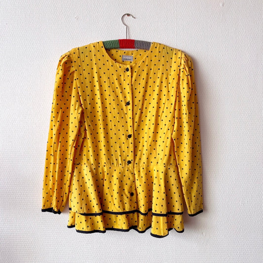 Vintage Yellow Polka Dot Blouse