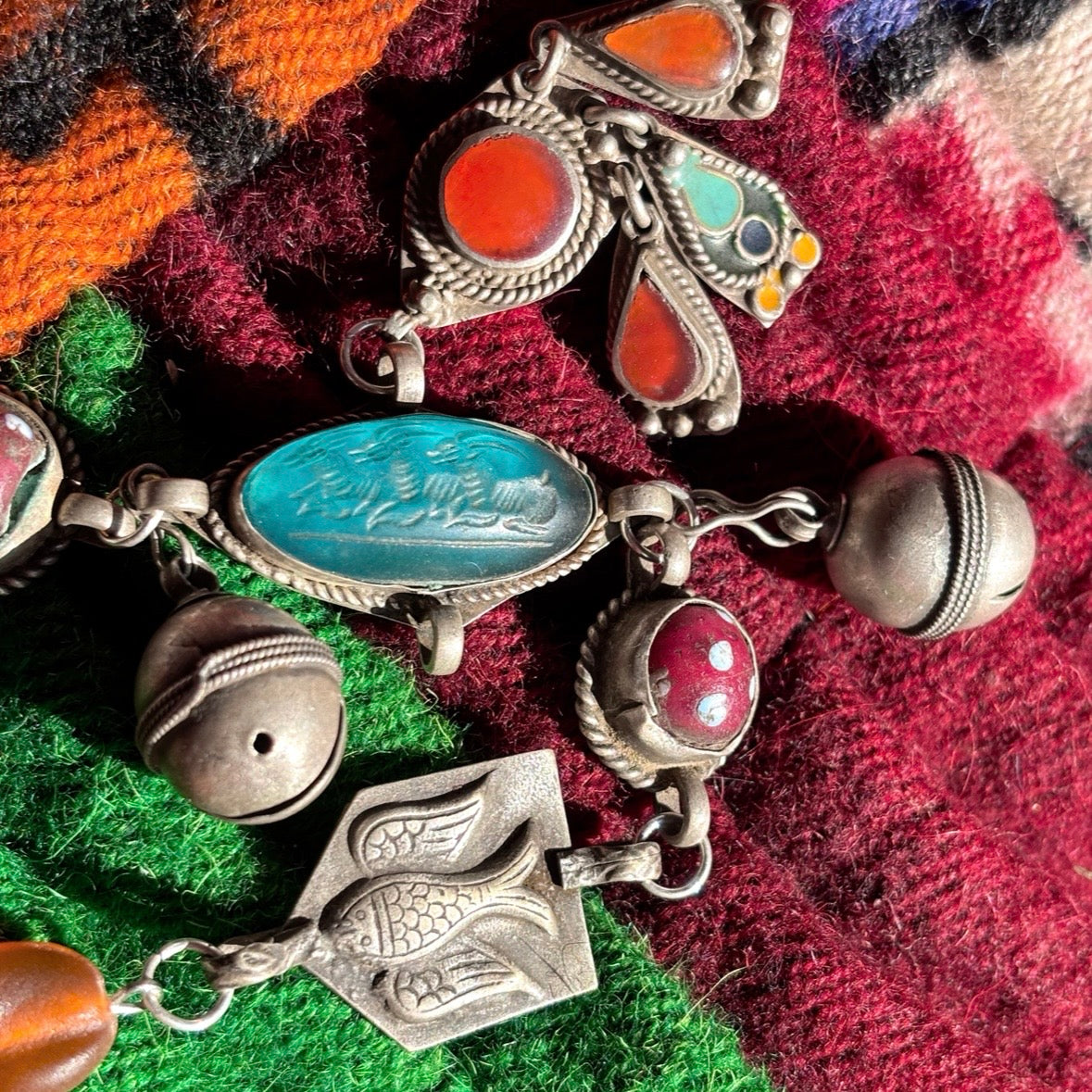 Redesigned Old Bead Tribal Charm Necklace Joy