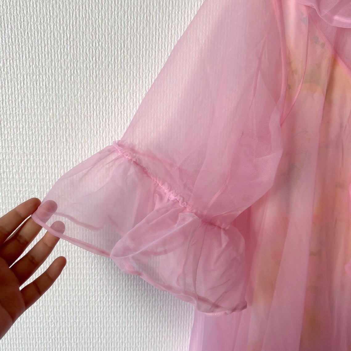 Vintage Pink Chiffon Peignoir Set