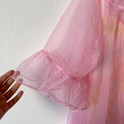 Vintage Pink Chiffon Peignoir Set
