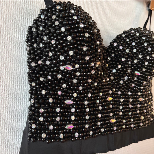 Y2K Beaded Corset Top M