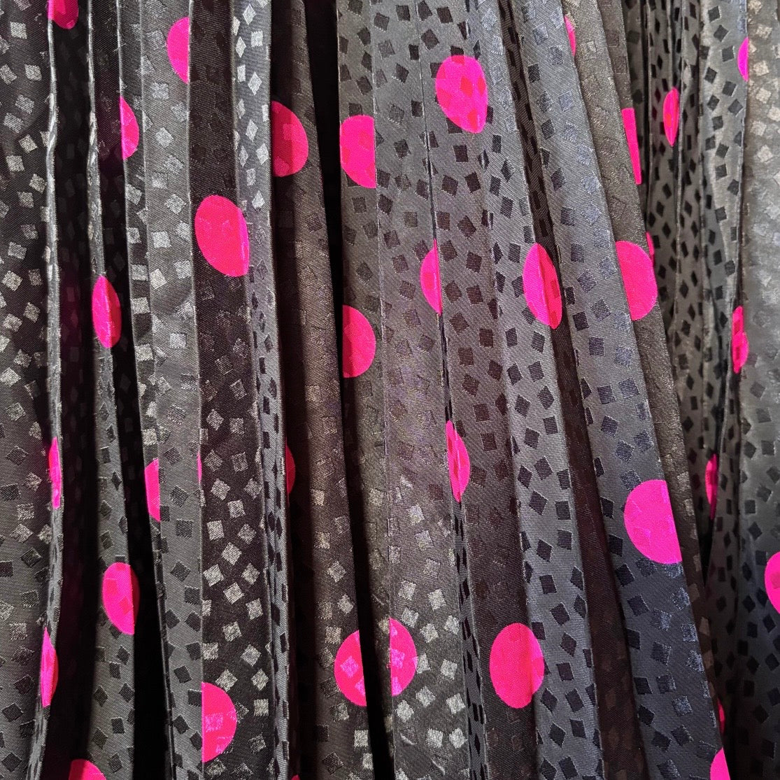 Vintage 80s Polka Dot Pleated Dress
