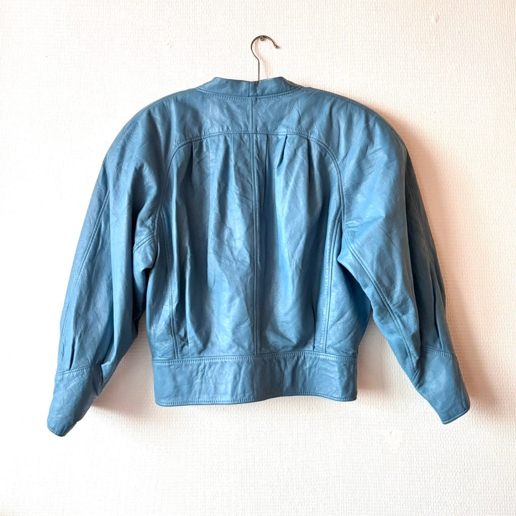 Vintage 80s Blue Leather Two-Piece Set