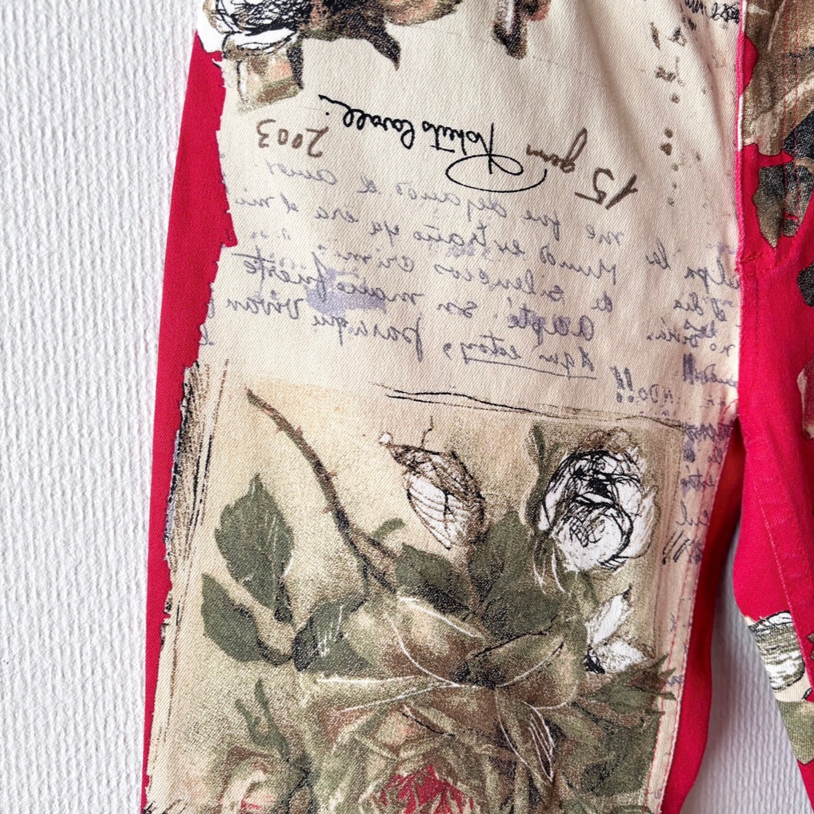 Detailed view of the fabric design on Roberto Cavalli Y2K Low-Waist Jeans, showcasing unique Y2K-style print