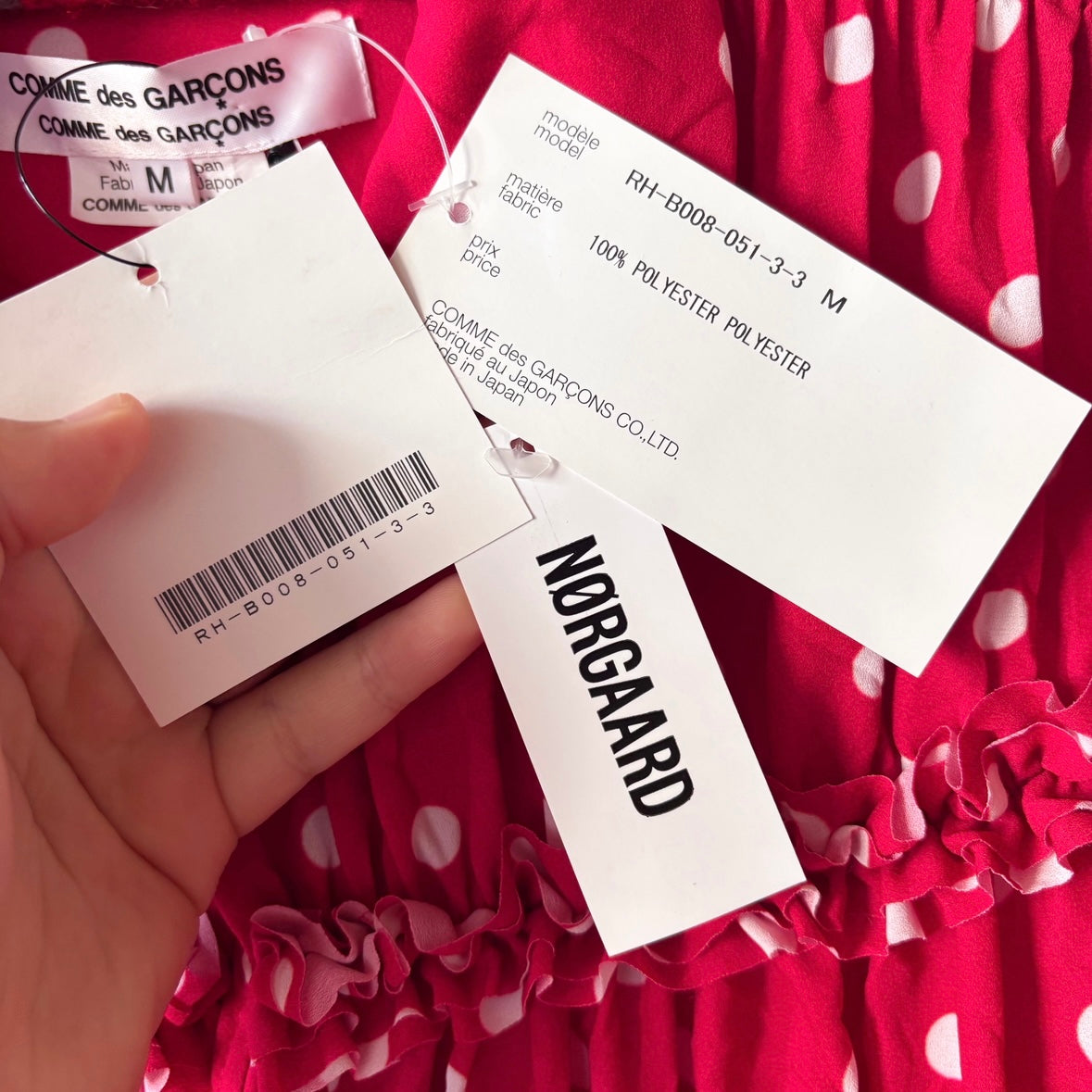 Comme des Garçons Red Polka Dot Blouse M