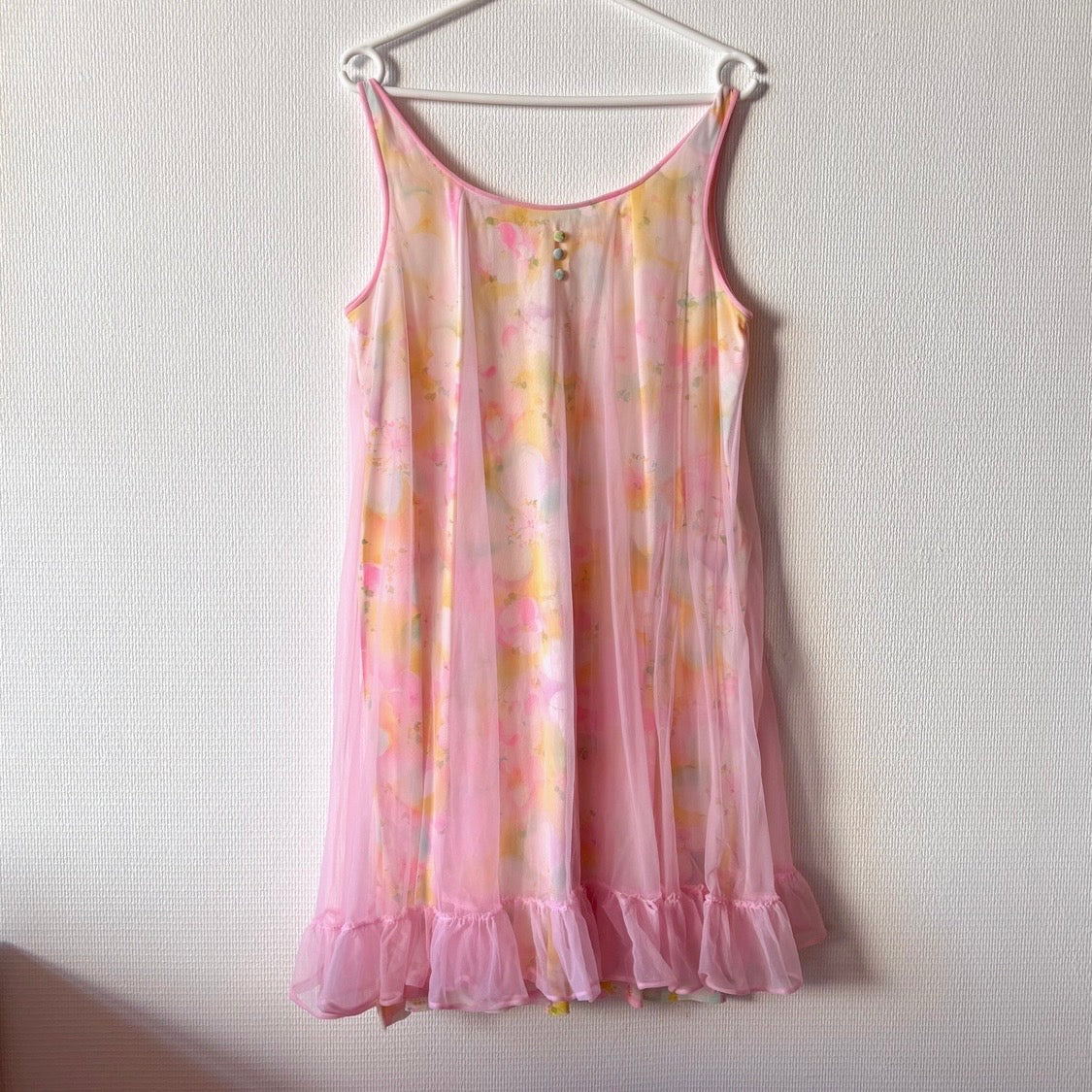 Vintage Pink Chiffon Peignoir Set