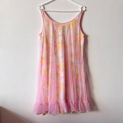 Vintage Pink Chiffon Peignoir Set