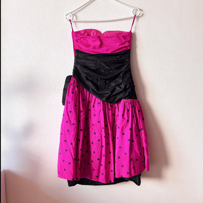 Vintage 80s Carven Boutique Paris Silk Party Dress S/XS