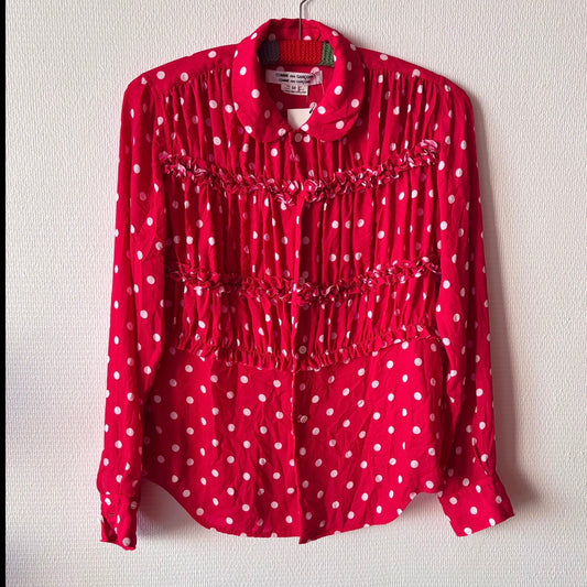 Comme des Garçons Red Polka Dot Blouse M