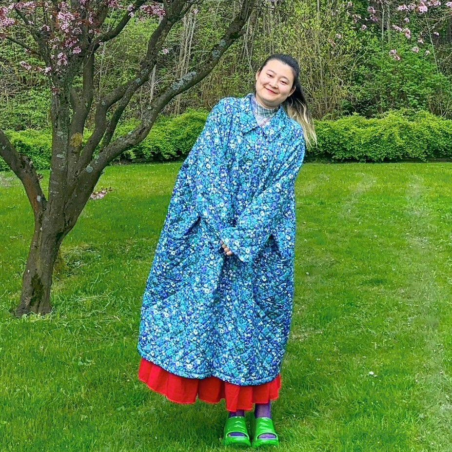 Blue quilted vintage housecoat