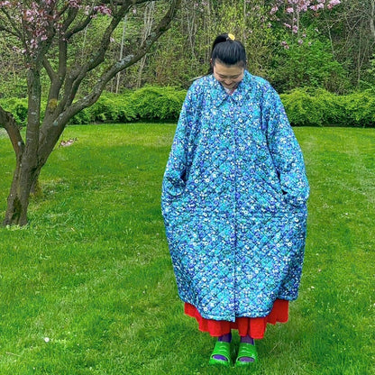 Blue quilted vintage housecoat