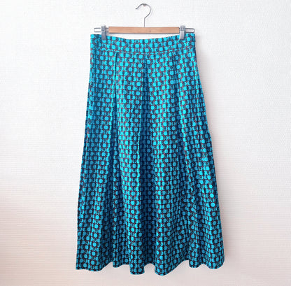 Turquoise blue retro cotton skirt M