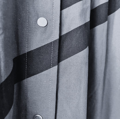 close-up of button and detail on the inside of Vuokko dark blue dress