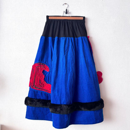 Back view of a iris blue skirt