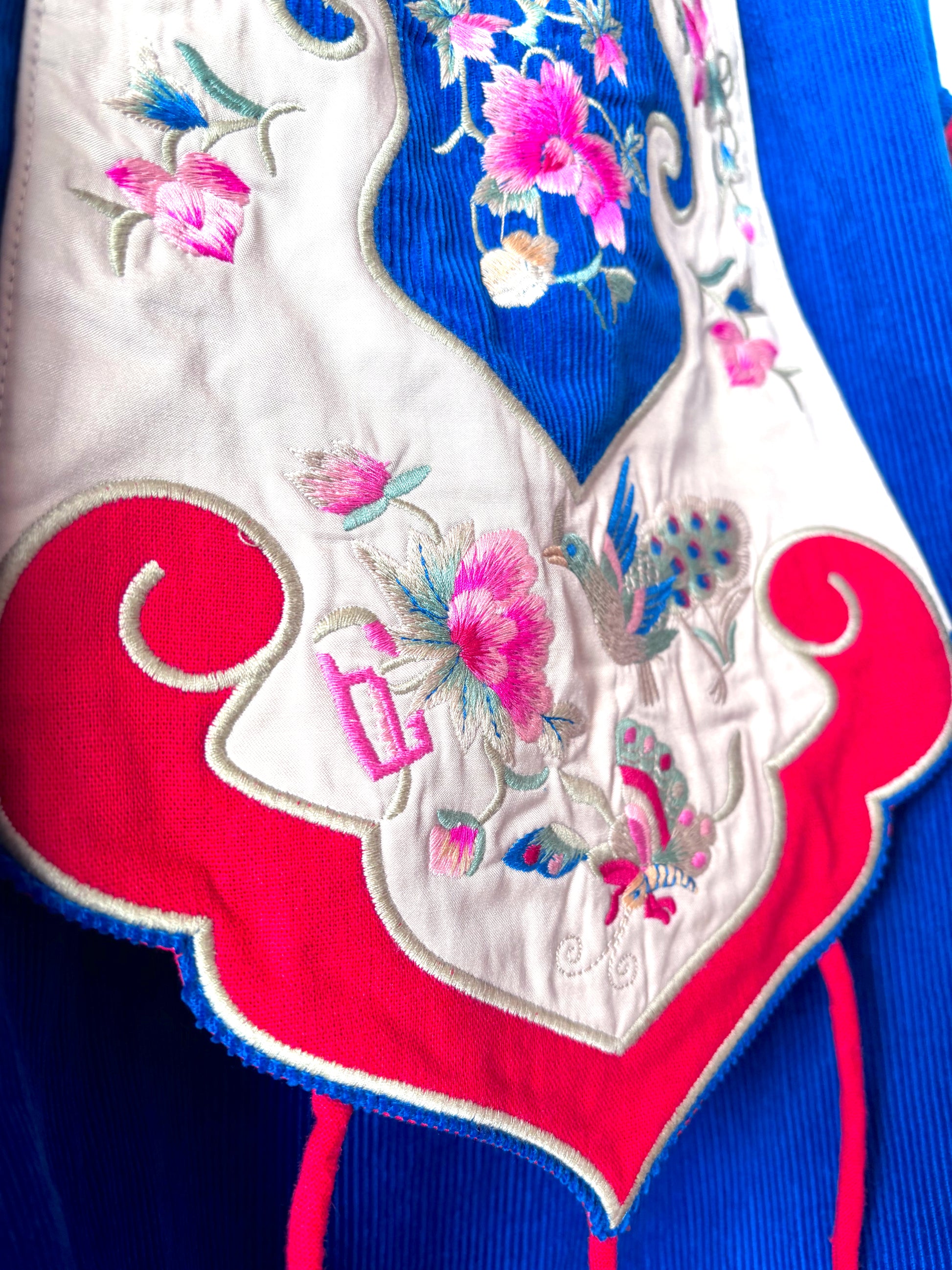 Close up of pattern on Iris Blue Chinese-Inspired Skirt