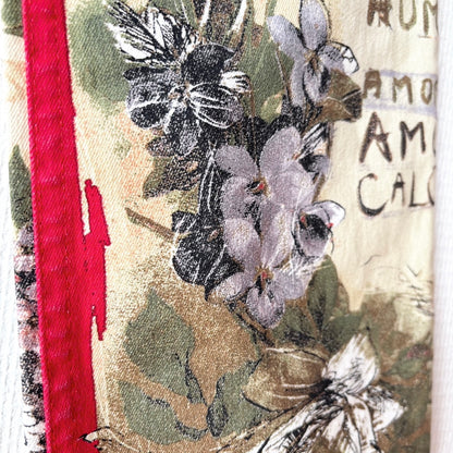 Detailed view of the fabric design on Roberto Cavalli Y2K Low-Waist Jeans, showcasing unique Y2K-style print