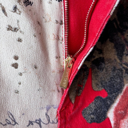 Detailed view of the front zipper on Roberto Cavalli Y2K Low-Waist Jeans, featuring metal hardware and stitching