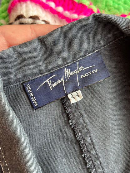Thierry Mugler ACTIV Label tag inside the dark blue vintage vest